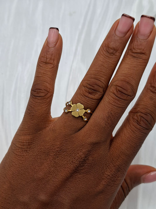 Studded Clover Ring (size 9)