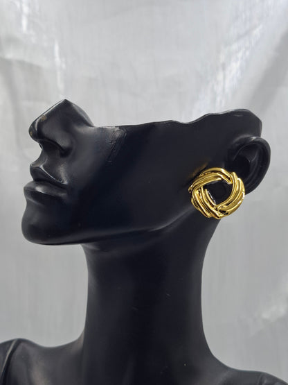 Black and Gold Swirl Earrings