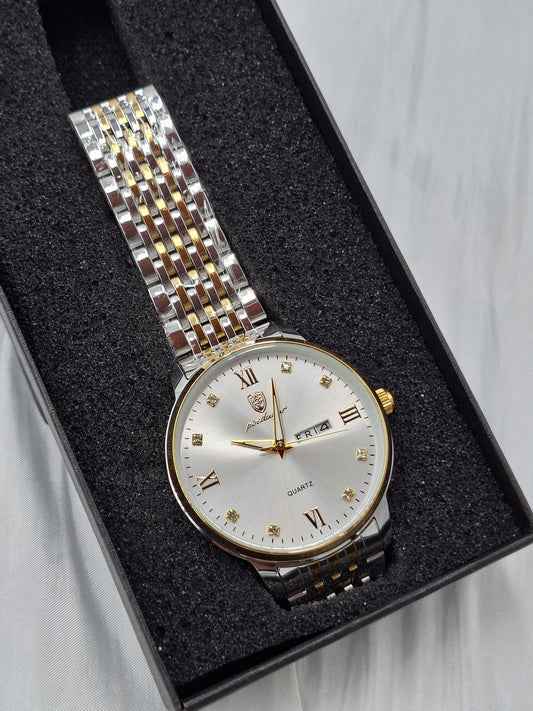 Silver and Gold Chain Poedagar Wristwatch