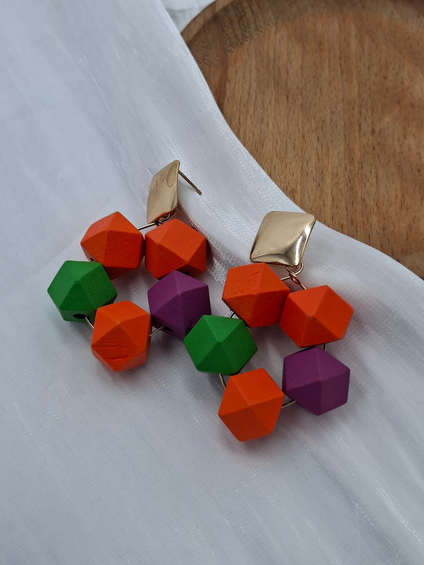Colourful Block Hoop Earrings