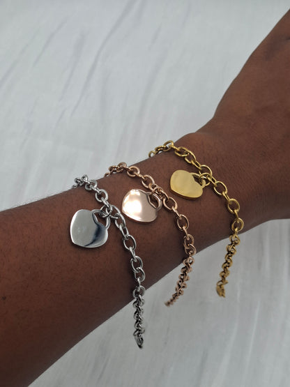 Customizable Heart Charm Bracelet
