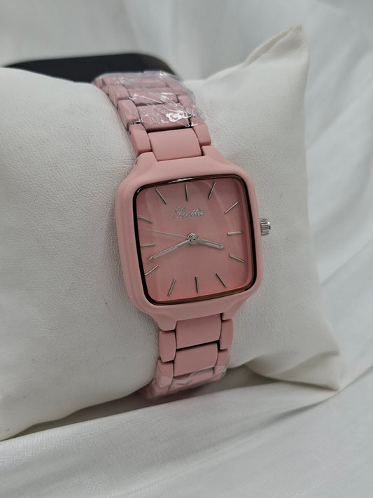 Baby Pink Square Wristwatch