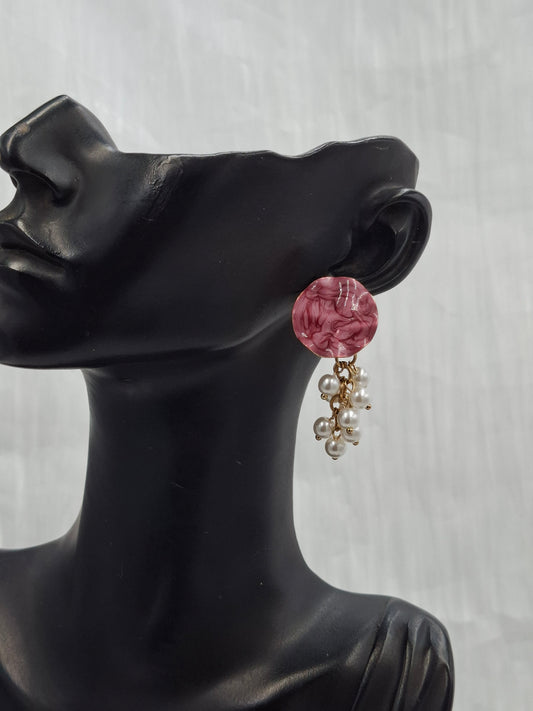 Wine and Pearl Earrings