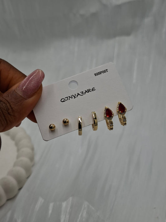 Red Earring Set