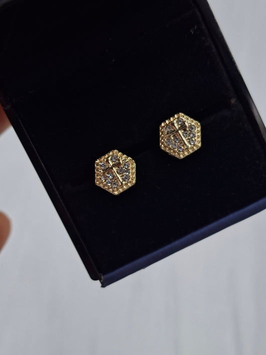 Hexagon Cross Stud Earrings