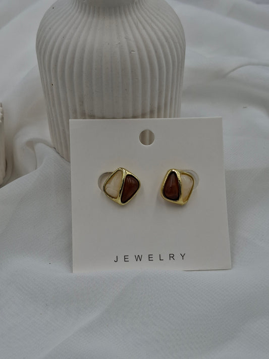 Caramel Clip On Earrings