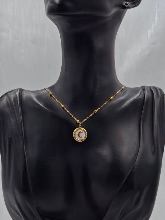 Studded Crescent Necklace