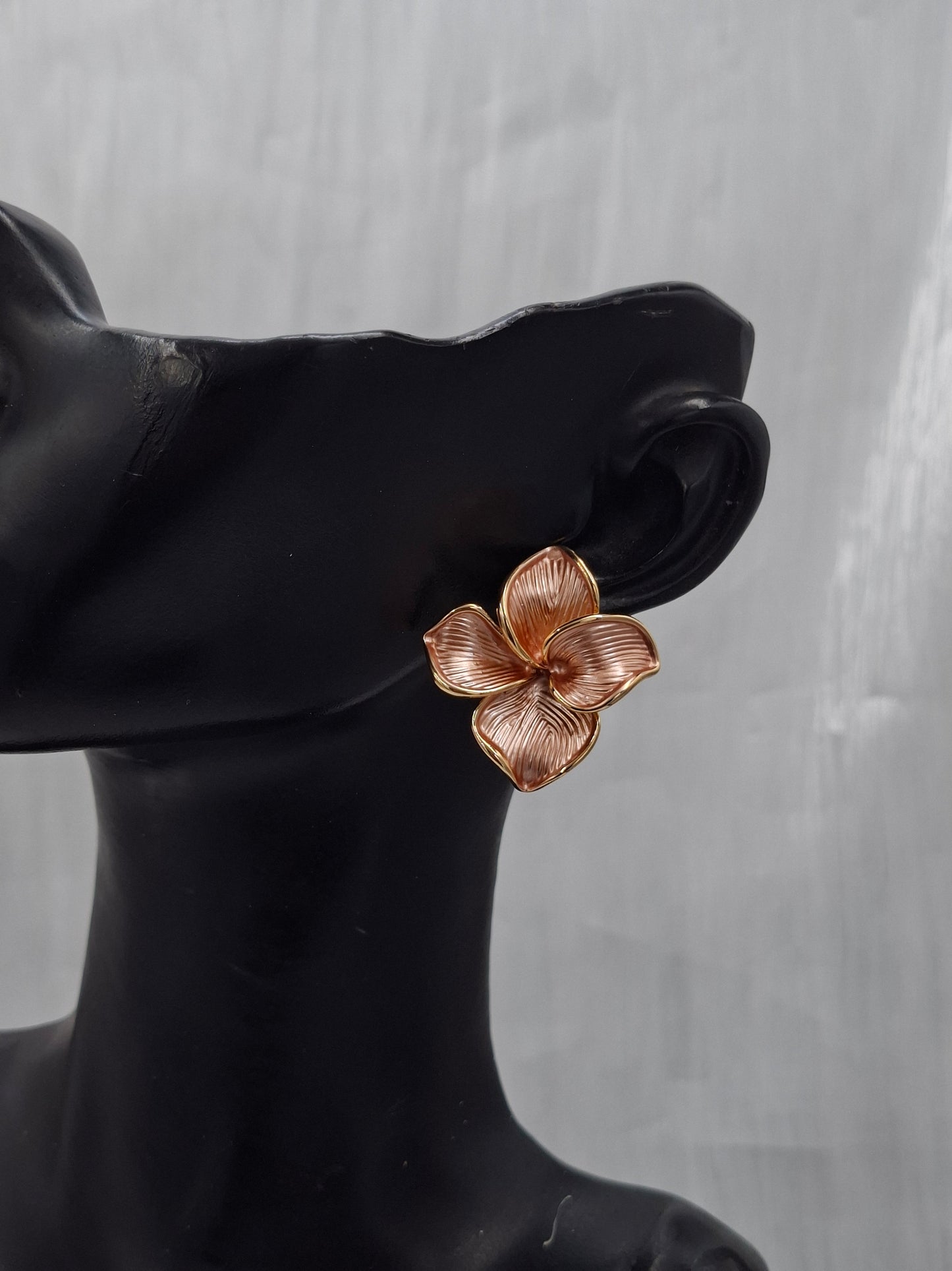 Gold and Onion Plumeria Earrings