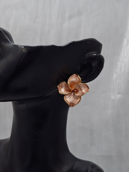 Gold and Onion Plumeria Earrings