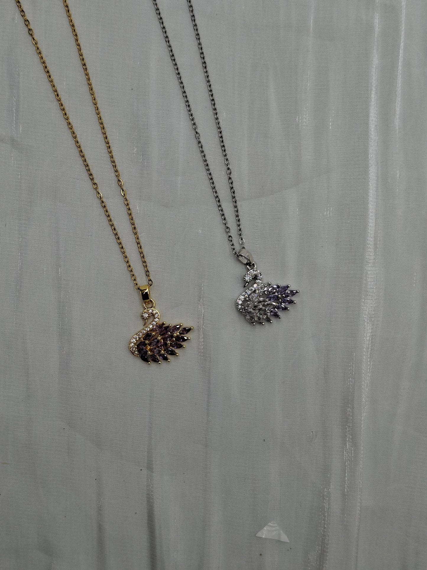 Purple Swan Necklace