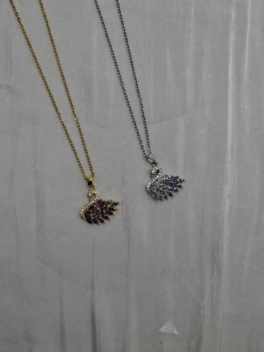 Purple Swan Necklace