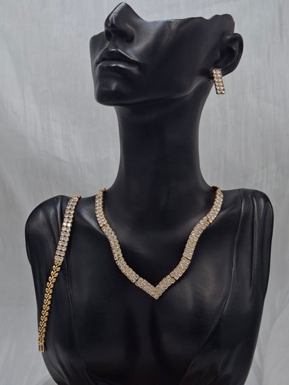 Wavy CZ Necklace Set