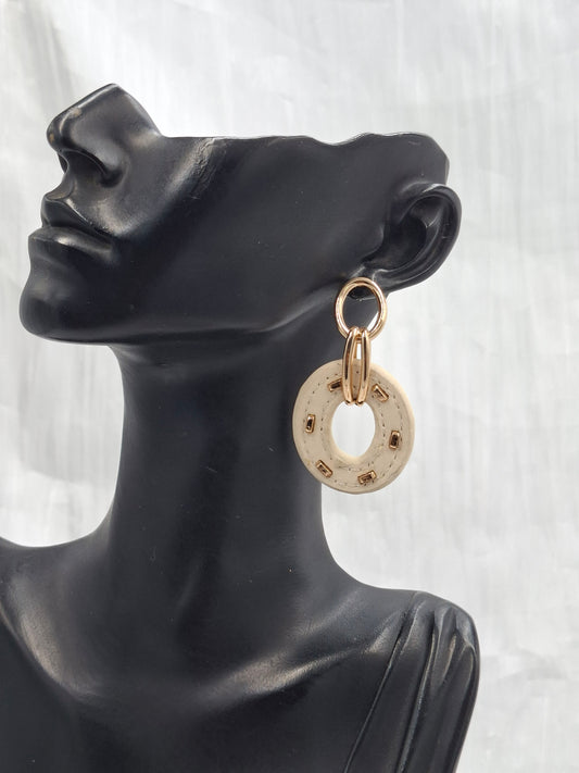 White Leather Earrings