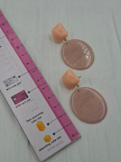 Glossy Cream Oval Earrings