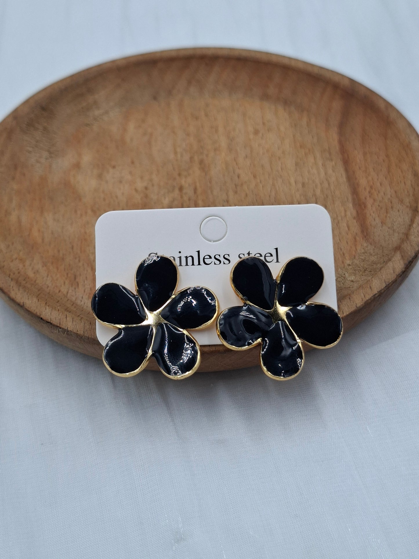Black Floral Earrings