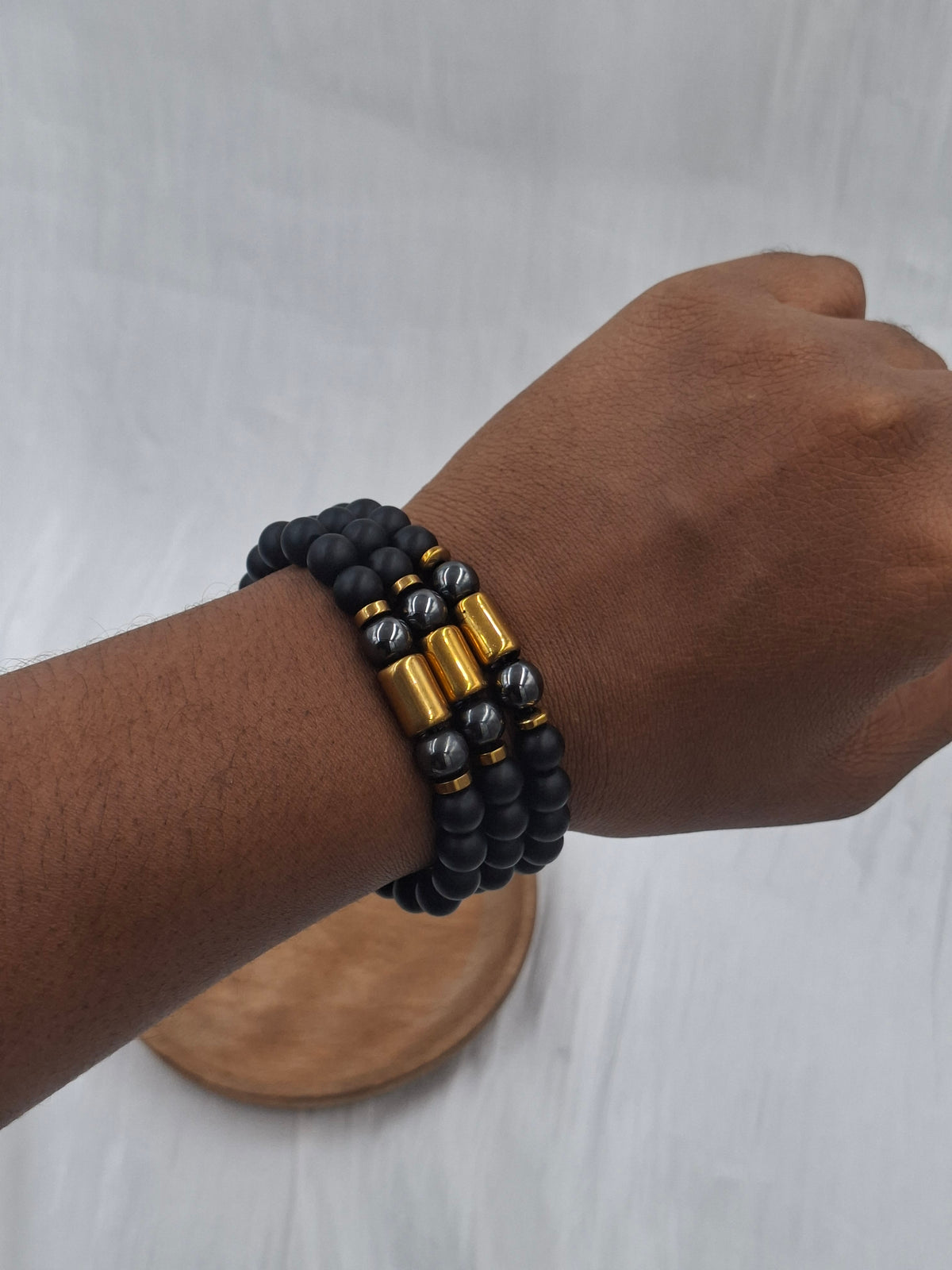 Gold and Black Bead Bracelets