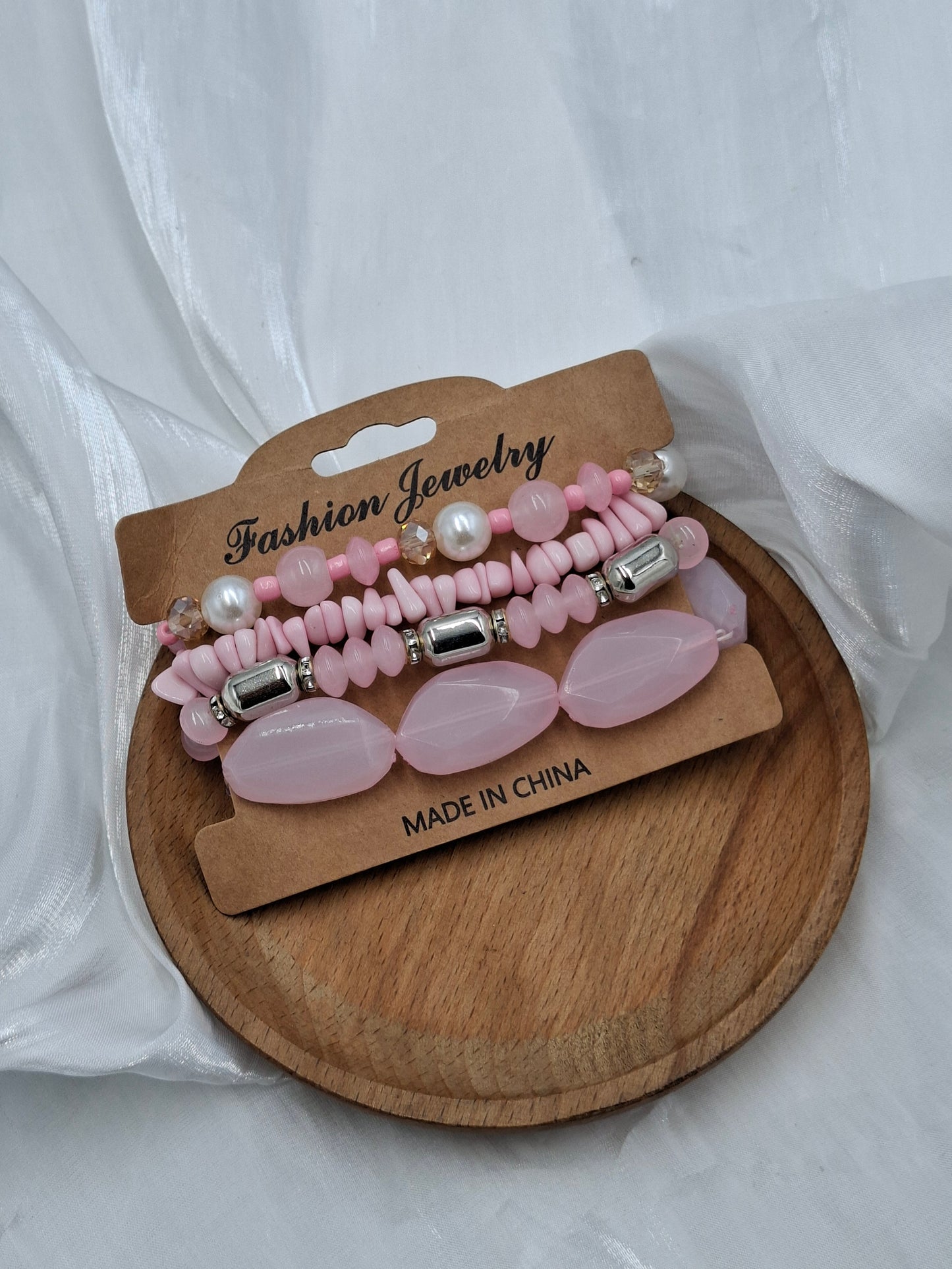 Pink Bead Bracelet Stack