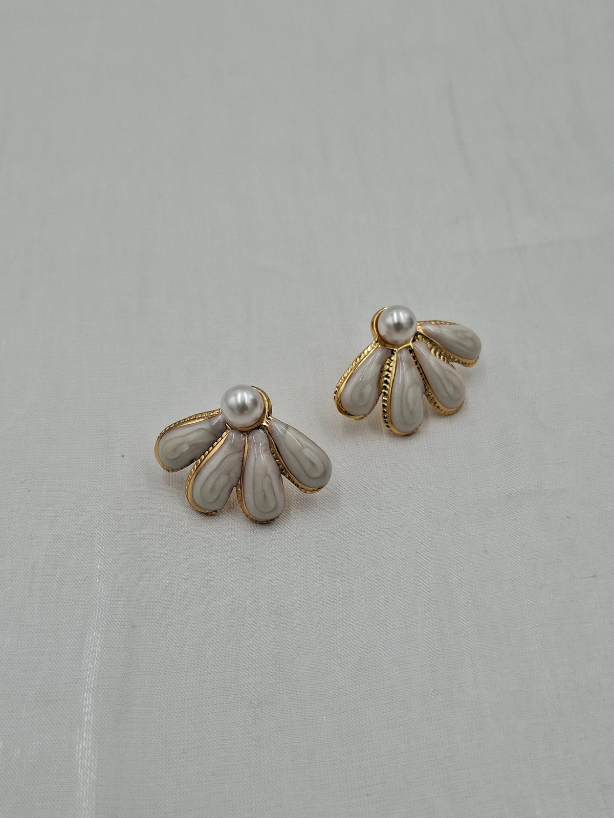 White Fan Earrings