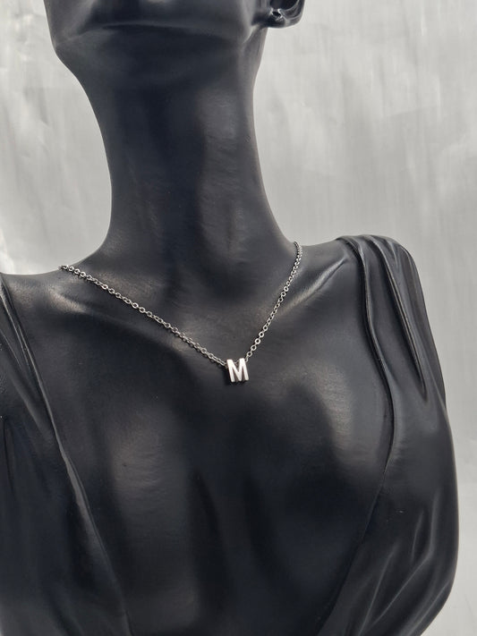 Silver Letter M Necklace