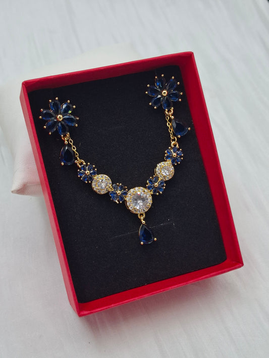 Gold and Blue Necklace Set