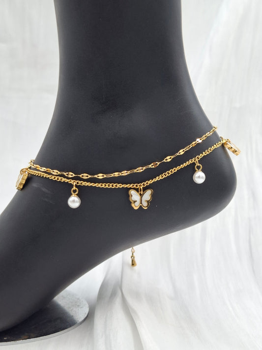 Butterfly/ Pearl Anklet