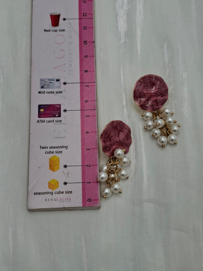 Wine and Pearl Earrings