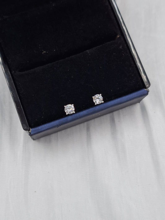 Small Silver CZ Stud Earrings