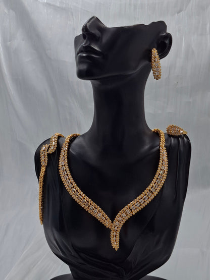 Gold Statement CZ Necklace Set