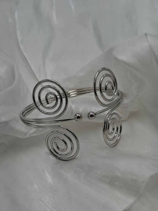 Silver Double Spiral Arm cuff