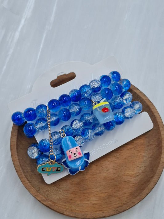Deep Blue Glass Bead Bracelets