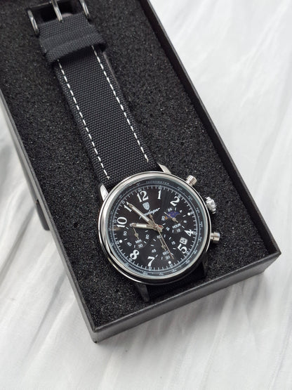 Black Stitched Poedagar Wristwatch