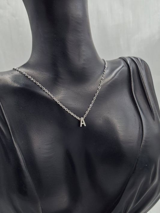 Silver Letter A Necklace