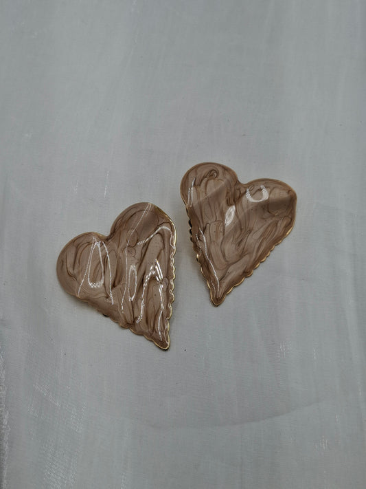 Brown Heart Earrings