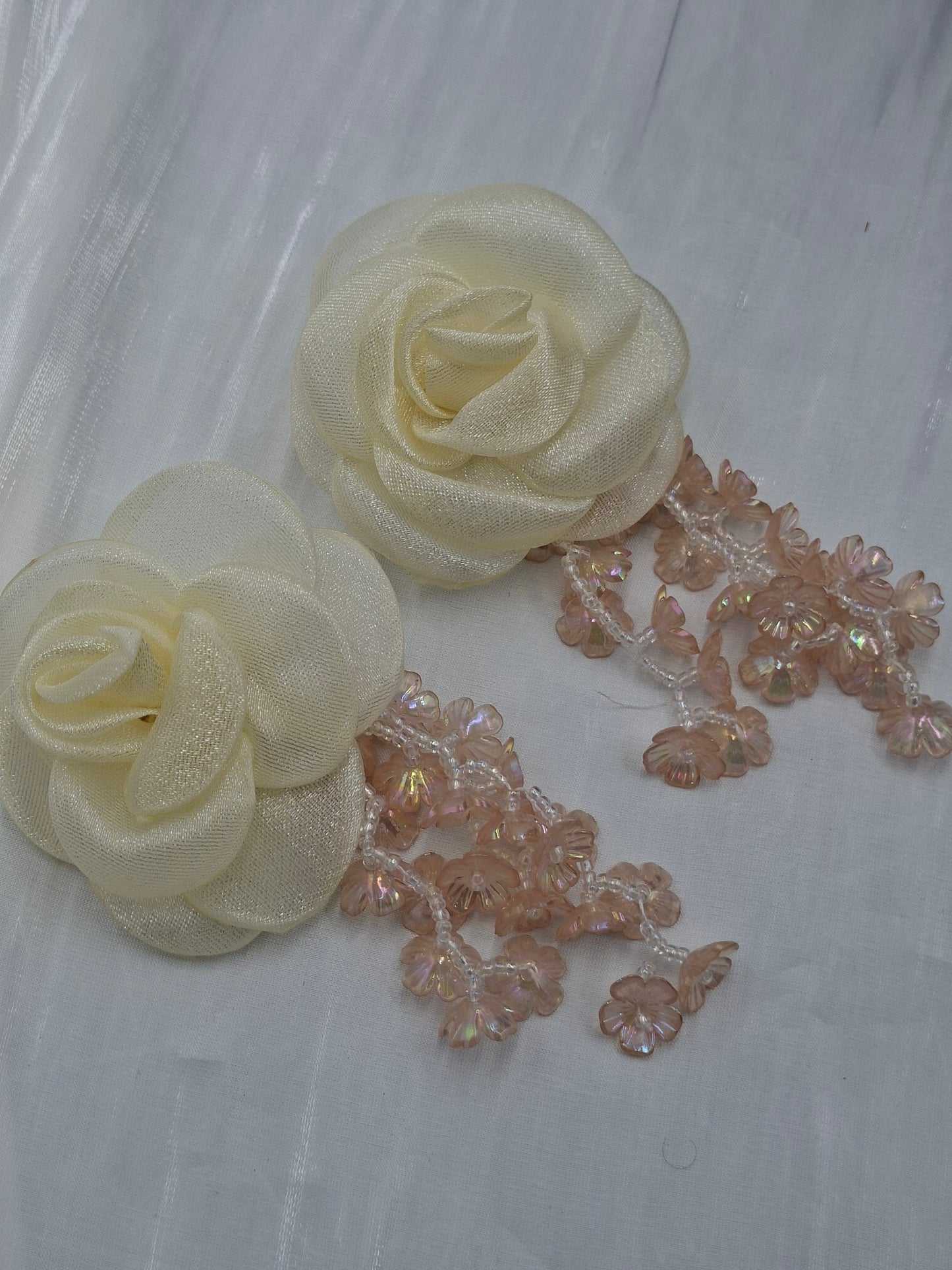 Off White Tassel Flower Earrings