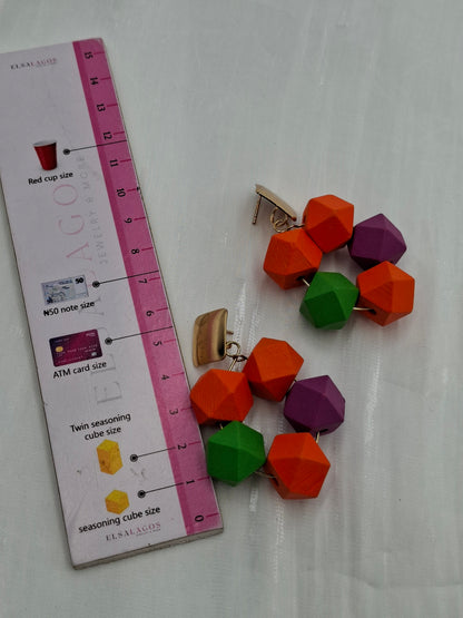 Colourful Block Hoop Earrings