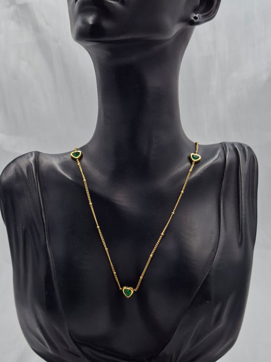 Emerald Heart Charm Necklace