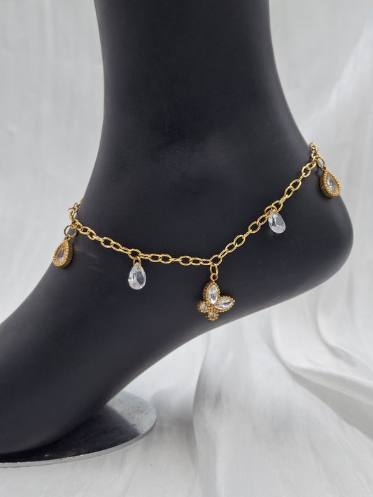 Zircon Butterfly Charm Anklet
