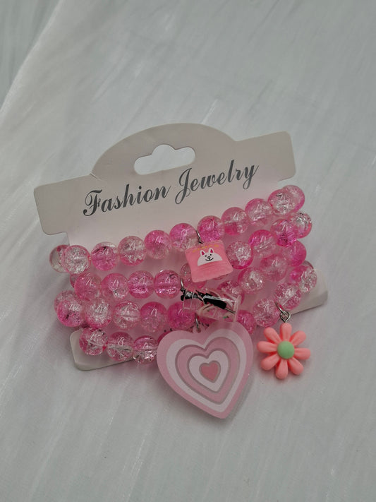 Pink Glass Bead Bracelets