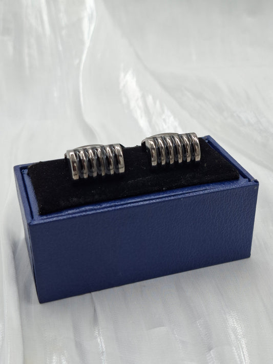 Silver and Black Bar Cufflinks