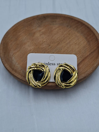 Black and Gold Swirl Earrings