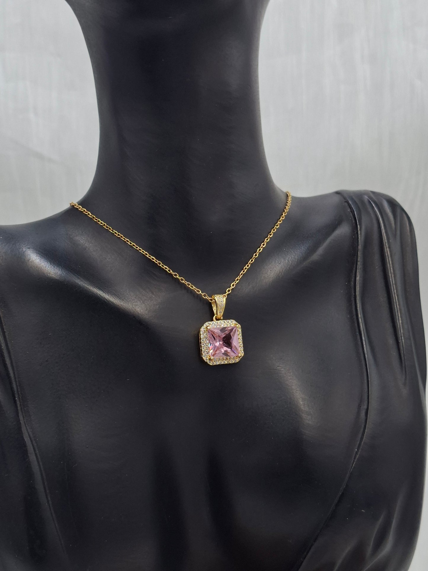 Pink Square Necklace