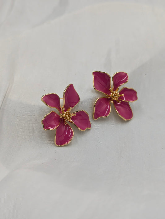 Pink Flower Earrings